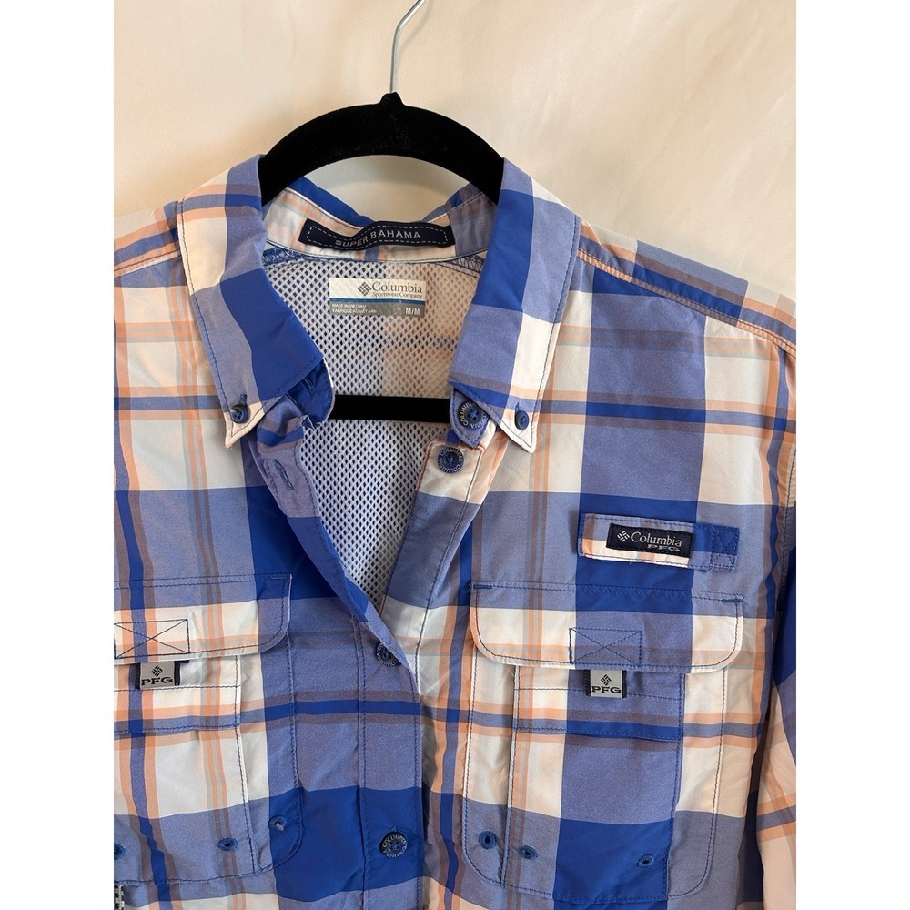 Columbia Medium PFG Super Bahama Shirt Button Up Vented Quick-Dry Roll-Tab Plaid - Picture 5 of 13
